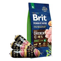 BRIT Premium By Nature Adult XL 15kg + Hektor paukštienos batonas 3x900g