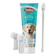 Dantų priežiūros rinkinys šunims, dantų pasta ir šepetėliai