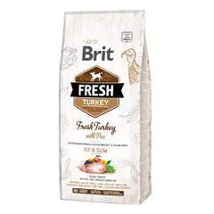 Brit Fresh Turkey with Pea Light Fit&Slim sausas maistas viršsvorio turintiems vyresnio amžiaus šunims, 2,5 kg