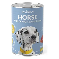 Lovi Food Horse su morkomis ir linų sėmenimis - šlapias maistas šunims, su arkliena, morkomis ir linų sėmenimis