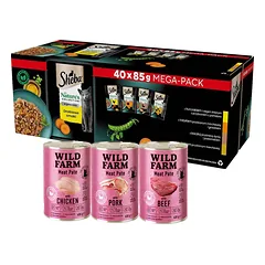 Sheba Nature's Collection Poultry Jelly Flavours - drėgnas kačių maistas 40x85g + WILD FARM Paštetas 3x400g