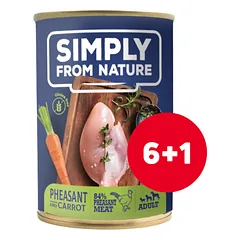 SIMPLY FROM NATURE Šlapias maistas šunims Fazanas su morkomis 6 x 400 g + 1 nemokamai