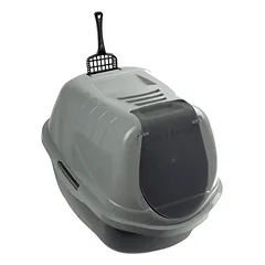 Ecomfy uždaras tualetas katėms eco, pilkas, 54x40x40
