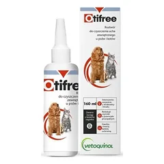 Otifree ausų valymo tirpalas šunims ir katėms, 160ml