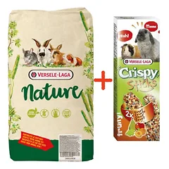 VERSELE-LAGA Cavia Nature 9kg - naminiams gyvūnėliams kavijoms + VERSELE LAGA traškios lazdelės triušiams ir jūrų kiaulytėms Vaisiai 110g - 2 vaisių kolbos triušiams ir jūrų kiaulytėms