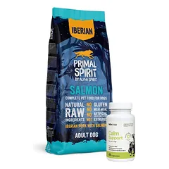 PRIMAL SPIRIT Iberijos lašiša 12kg + LAB-V Calm Support - streso ir elgesio sutrikimų simptomų palaikymas 45 kapsulės
