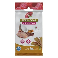 FARMINA N&D Quinoa Dental Treat Skin Coat Quail Mini 60 g (7 vnt.) dantų skanėstai mažų veislių šunims