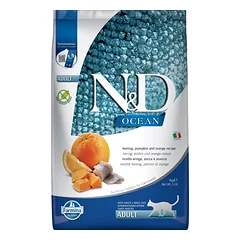 N&D OCEAN – CAT Dry Herring Pumpkin&Orange ADULT 5 kg