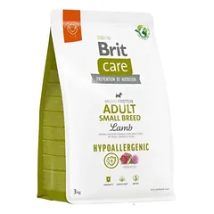Brit Care hipoalerginis sausas maistas mažų veislių suaugusiems šunims su ėriena ir ryžiais 3 kg