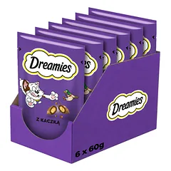 DREAMIES Traškūs skanėstai katėms su antienos skoniu, 6 x 60 g
