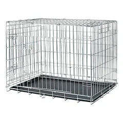 Trixie Transport Crate sulankstomas metalinis narvas šunims su dvigubomis durimis ir padėklu, 93x69x62 cm