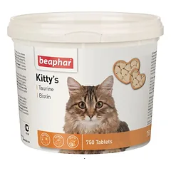 Beaphar Kitty’s + Taurine + Biotin vitaminizuotas papildomas maistas katėms su vitaminais ir krevetėmis, 750 tab.