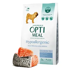 Optimeal™ Hipoalerginis visavertis sausas maistas vidutinių didelių veislių suaugusiems šunims – lašiša 4kg. – 12kg.