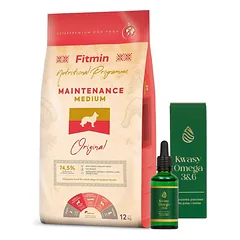 FITMIN Medium Maintenance 12kg + LAB-V Omega 3 ir 6 riebalų rūgštys bendrai šunų ir kačių sveikatos, kailio ir odos būklei gerinti 100ml