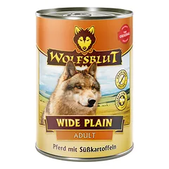 WOLFSBLUT Wide Plain Adult konservai suaugusiems šunims su arkliena batatais, 395 g