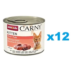 ANIMONDA Carny Kitten Beef&Turkey 12x200 g jautiena ir kalakutiena kačiukams