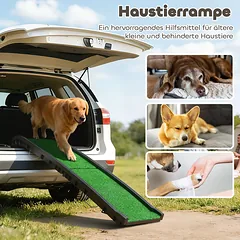 Sulankstoma neslidi šunų rampa į automobilio bagažinę, gyvūnams iki 90 kg, 155 x 38,5 x 15,5 cm, juoda — 4 nuotrauka