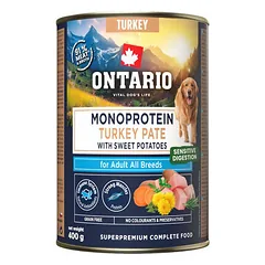 Ontario Adult Monoprotein paštetas su kalakutiena ir batatais, drėgnas maistas šunims 400 g — 2 nuotrauka