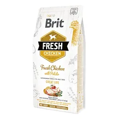 Brit Fresh Chicken Potato Adult Great Life sausas pašaras suaugusiems šunims su vištiena ir bulvėmis, 2.5 kg