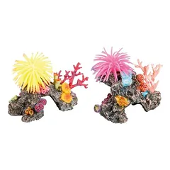 Flamingo Aquariendeko Riff mit Anemone