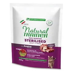 Natural Trainer Cat Adult Sterilized With Duck visavertis sausas maistas suaugusiems sterilizuotiems katėms su antiena, 300 g