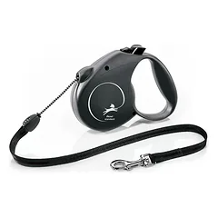 FLEXI pavadėlis šunims Standard M Cord virvinis 5m, juodas