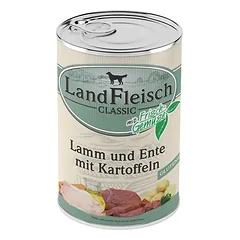 LandFleisch konservai šunims su ėriena, antiena ir bulvėmis, 400g