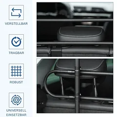 Apsauginės grotelės šunims į automobilį, reguliuojamos 87–135 cm pločio ir 60–105 cm aukščio, juodos — 4 nuotrauka