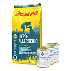 JOSERA Hypoallergenic 12,5kg + ENZO VET Hipoalerginė dieta su kalakutiena šunims 3x400g