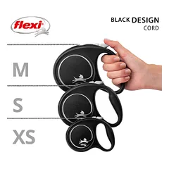 Flexi Black Design virvinis, juodas pavadėlis šunims, XS, 3 m — 4 nuotrauka