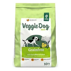Green Petfood VeggieDog Grainfree begrūdis sausas pašaras šunims su bulvėm ir žirniais, 10 kg