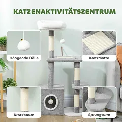 Kačių namelis draskyklė, Su nameliu, 55 × 40 × 107 cm — 4 nuotrauka