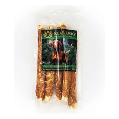 Real Dog SNACKS Žaliaminės odos ritinys su vištiena 25cm 500g