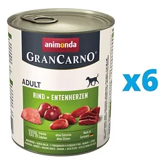 ANIMONDA GranCarno rinkinys su jautienos ir antienos širdimis 6 x 800 g