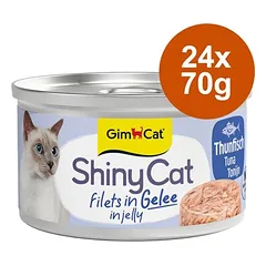 GimCat ShinyCat Filet drebučiuose, drėgnas maistas katėms, ekonominė pakuotė 24 x 70 g