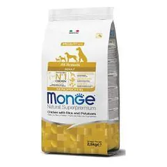 Monge spec. line monoprotein adult sausas pašaras visų veislių suaugusiems šunims su vištiena, ryžiais, bulvėmis 2,5kg parduotuvėje petreon.lt