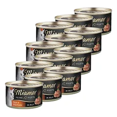 Miamor Feine Filets in jelly - drėgnas kačių ėdalas su tunu ir kiaušiniais 12x100g skardinė