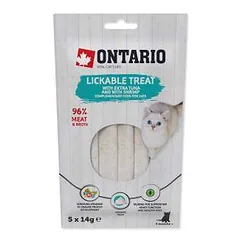 Skanėstai katėms – Ontario laižomi skanėstai su tunu ir krevetėmis, 5 x 14 g