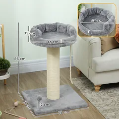 Kačių draskyklė su guoliu ir žaislu, pilka, 83 cm — 3 nuotrauka