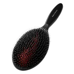 Buko medienos šepetys su 16 mm šerno šerelių nailoniniais dantukais, buko mediena, 16 mm šerno šereliai su nailoniniais dantukais, juodas, ovalo formos, didelis, 24,5x8 cm — 2 nuotrauka