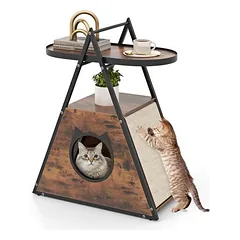 GIANTEX 2in1 Katzenschrank Mit Versteckkatzenhaus Und Sisalmatten