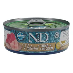 Farmina N&D Natural Cat Tuna, Chicken konservai suaugusioms katėms su tunu ir vištiena, 70 g