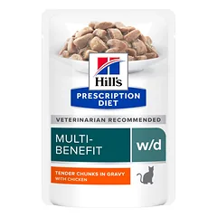 HILL'S PRESCRIPTION DIET Feline w/d Multi-Benefit z vištiena 12x85 g paketėliuose
