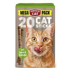 Perfecto Cat MEGA PACK skanėstai katėms lazdelės su ėriena ir kalakutiena, 20 vnt (100g)