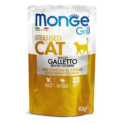 Monge Grill Cat Pouches konservai su gaidiena sterilizuotoms katėms - Pet24