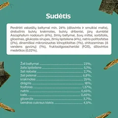 Visų veislių suaugusių tamsaus kailio šunų begrūdis pašaro papildas - skanėstai su vabzdžiais, 150 g — 5 nuotrauka