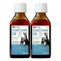 Lab-v menkių kepenų aliejus - 100% menkių kepenų aliejus šunims ir katėms 2x100 ml
