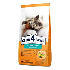 CLUB 4 PAWS Premium su lašiša visavertis sausas pašaras suaugusioms sterilizuotoms katėms, 2 kg — 2 nuotrauka