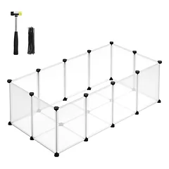 Aptvaras smulkiems gyvūnams, modulinis, skaidrus ir juodas, 125 × 63 × 42 cm