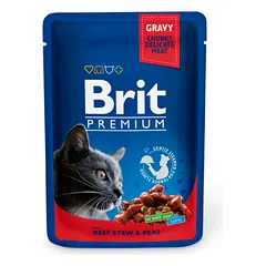 BRIT PREMIUM Beef Stew & Peas konservai suaugusioms katėms 100 g